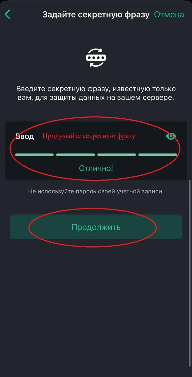использовать секретную фразу.webp